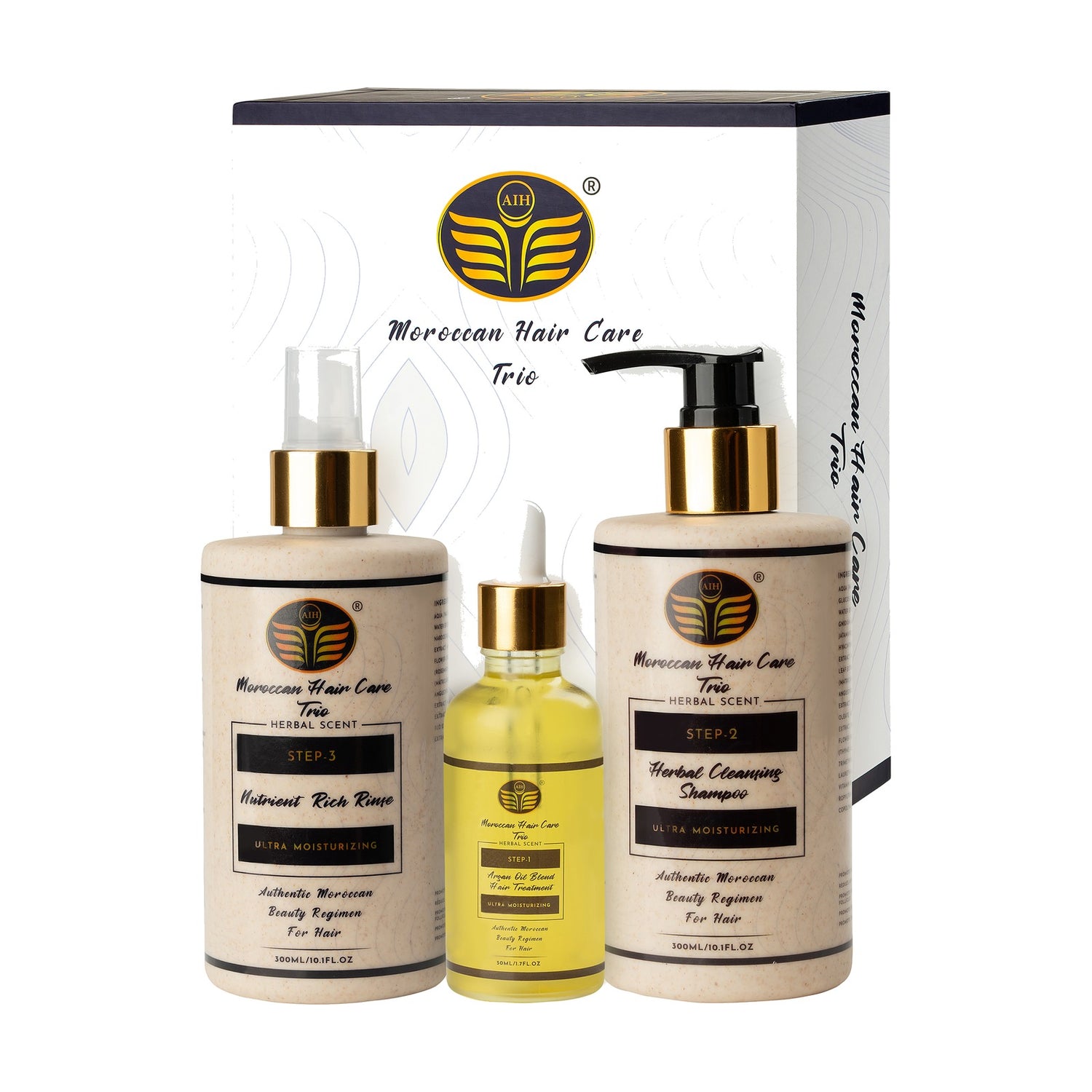 Moroccan Hair Care Trio — complete set with gift box